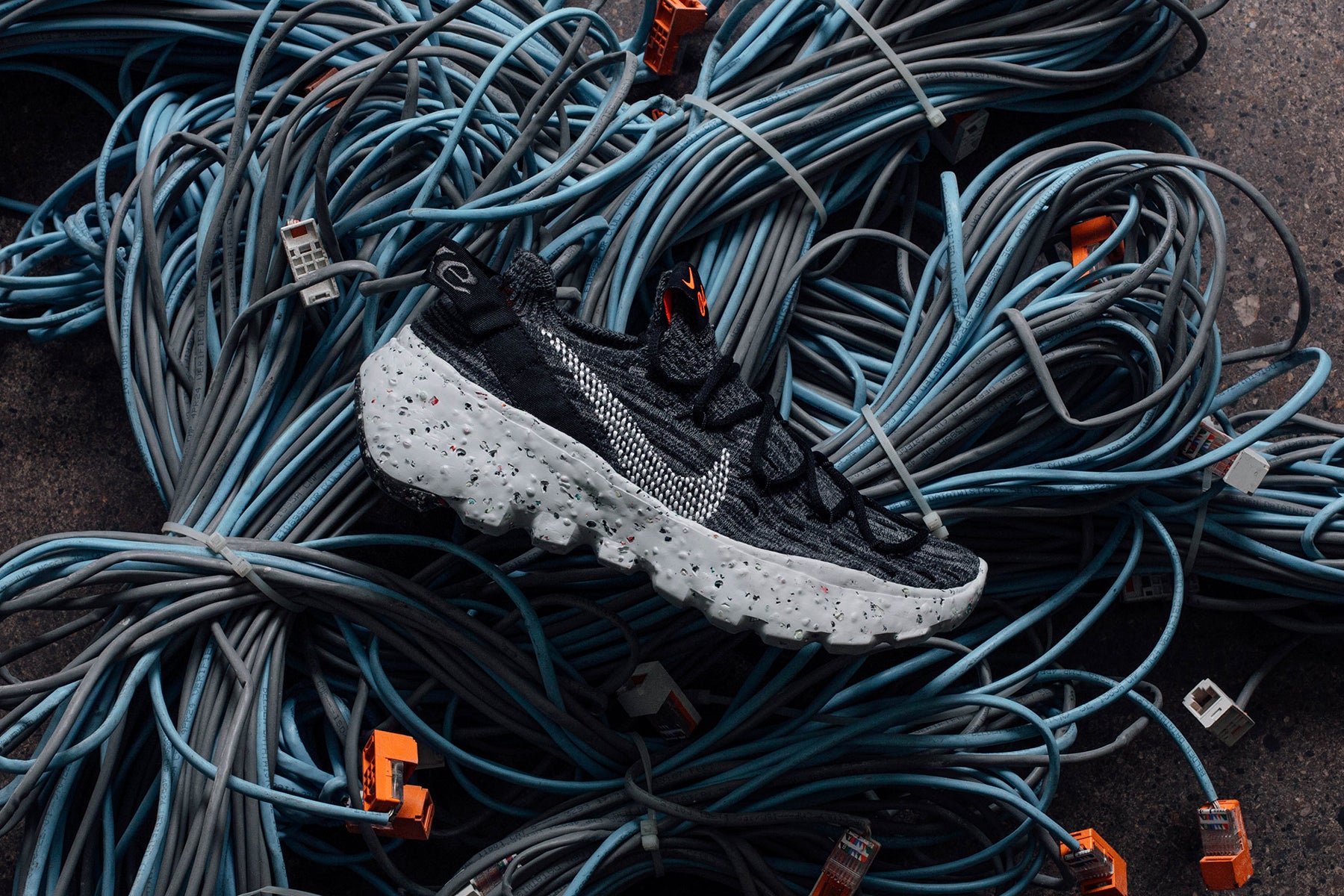 nike space hippie 04 iron grey on feet