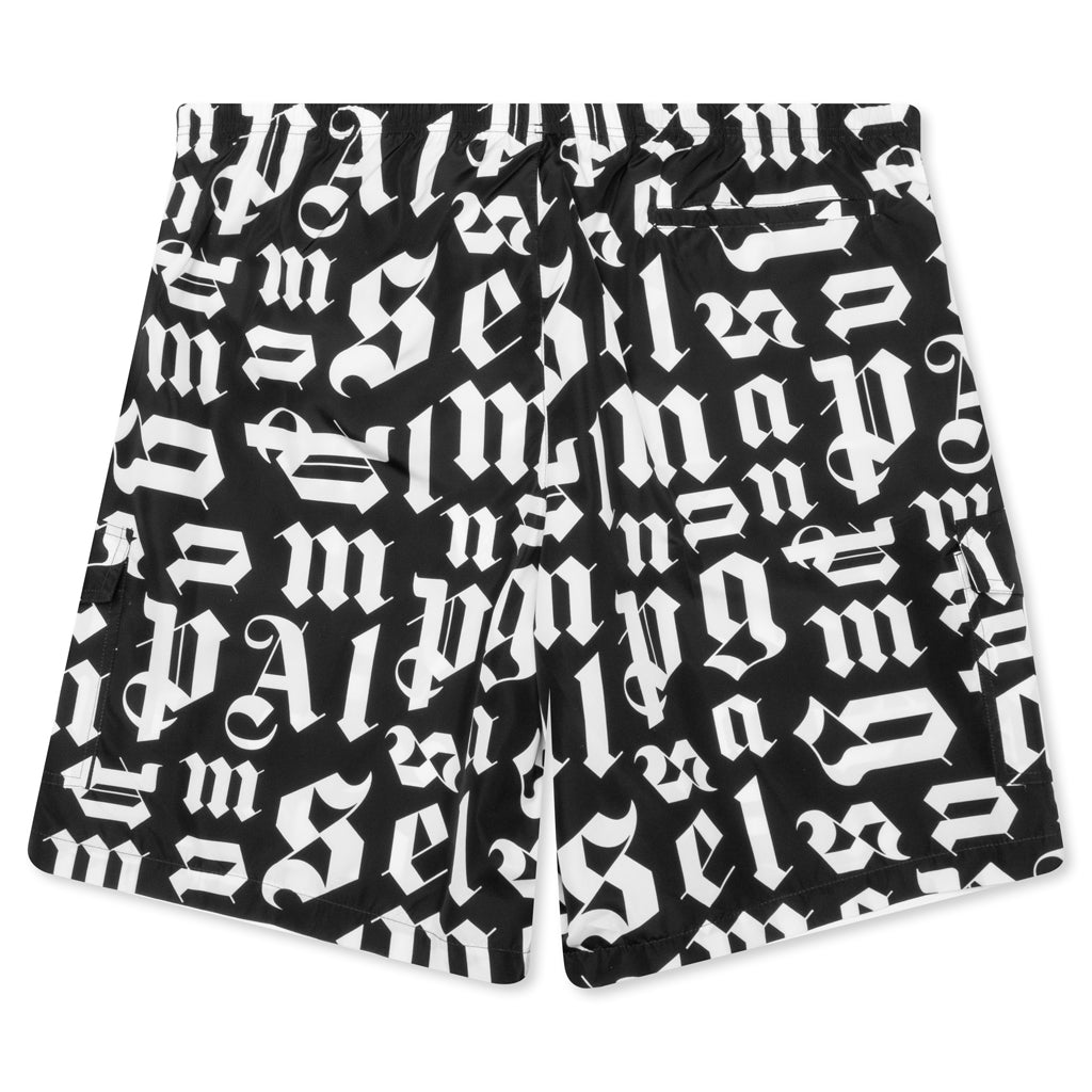 Palm Angels: Navy Monogram Swim Shorts