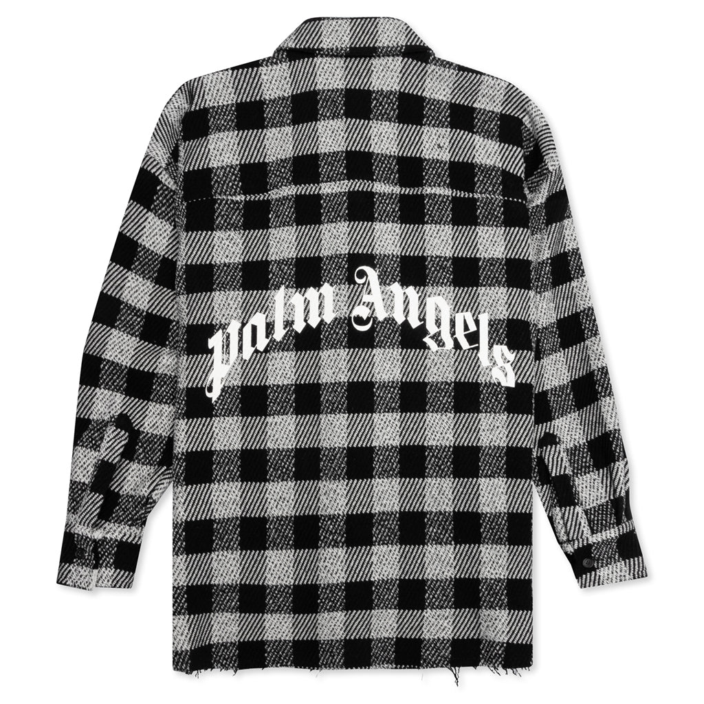 PALM ANGELS - Flannel Curved Logo Overshirt Black