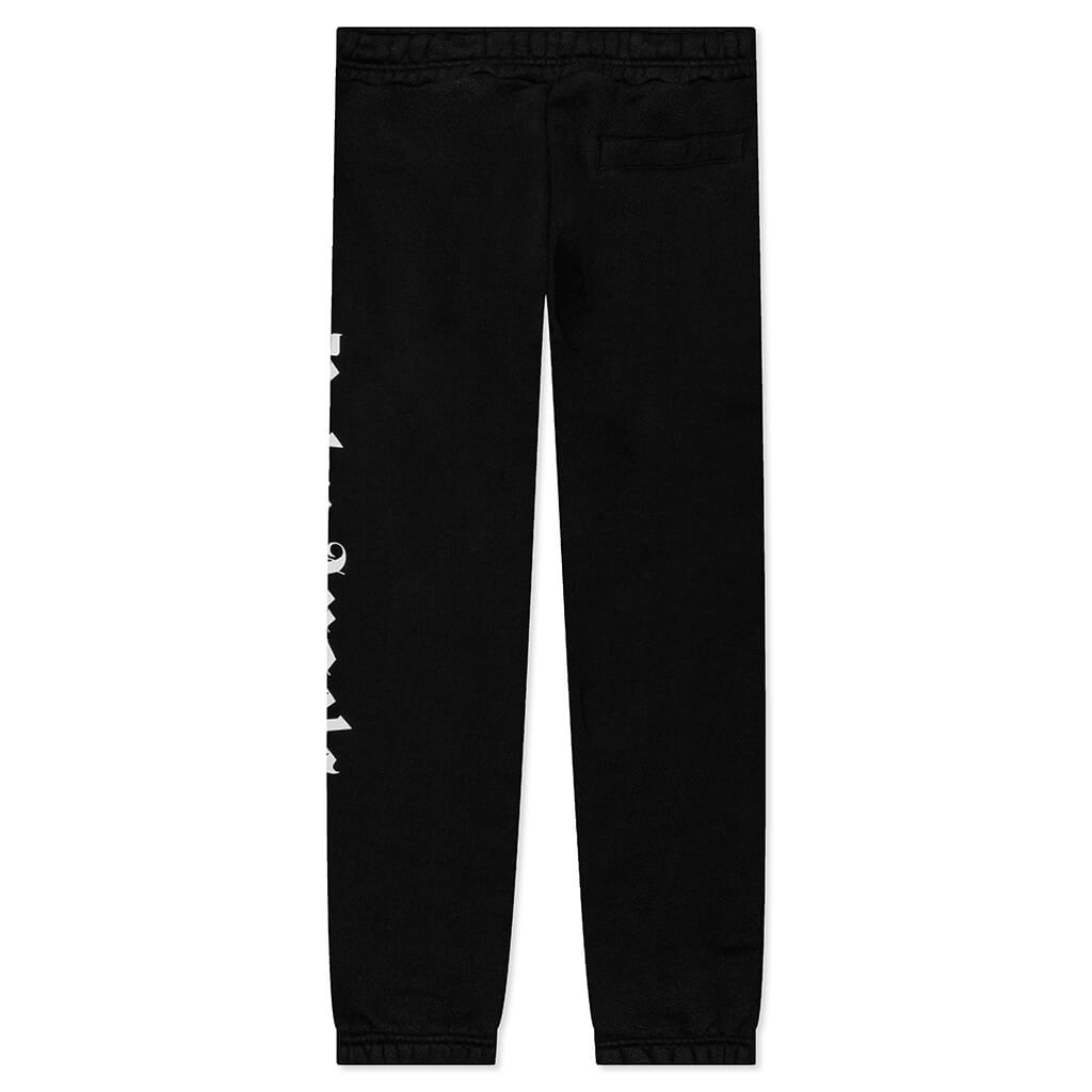 Signature Logo Embroidered Wide Sweatpant - Black/White