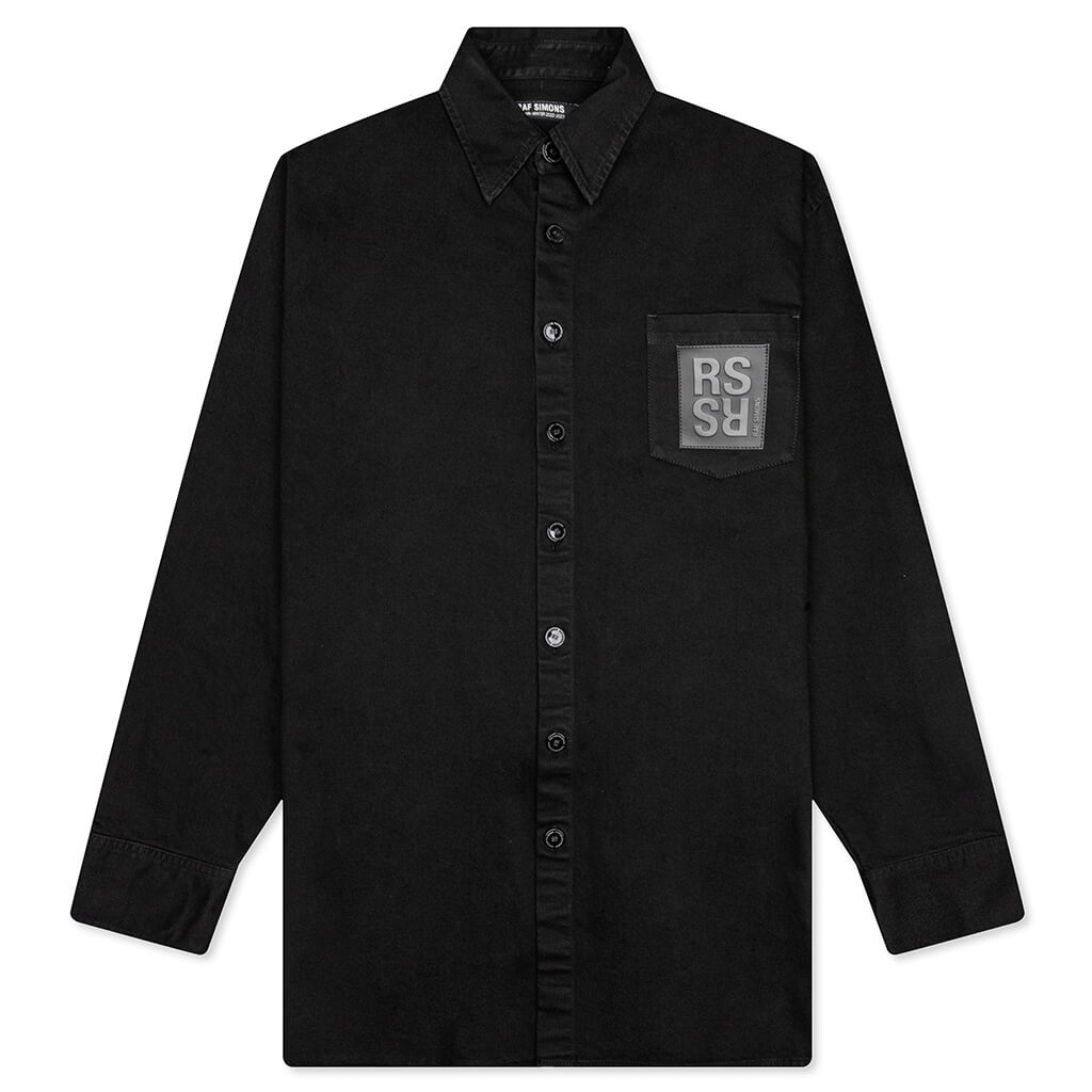 Oversized Bicolor R Pin Denim Shirt - Black – Feature