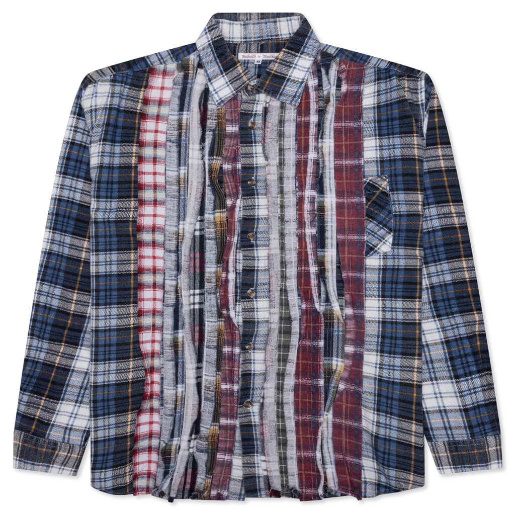 Rebuild by Flannel Shirt Ribbon Shirt - Beige/Navy