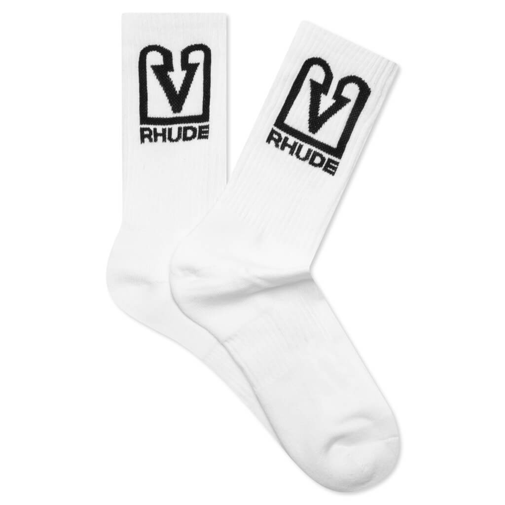 Rhude: White Scramble Logo Socks
