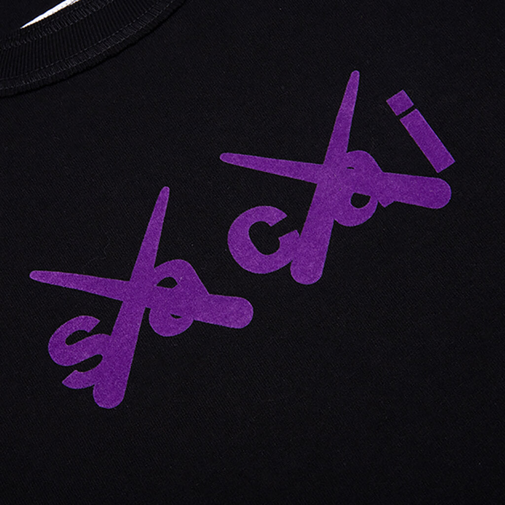 Sacai x Kaws Flock Print T-Shirt - Black/Purple – Feature
