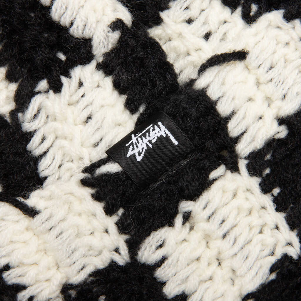 Crochet Checker Beanie - Black