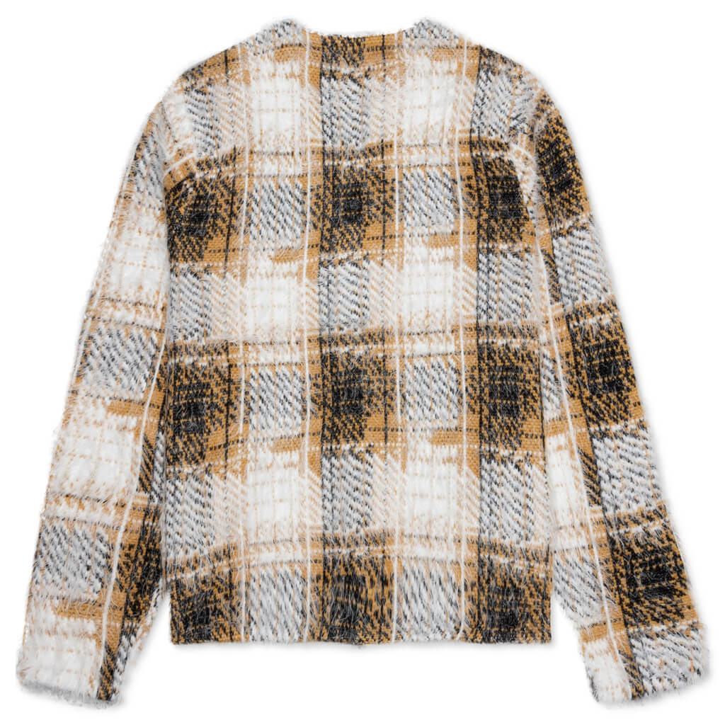 Hairy Plaid Cardigan - Gold – Feature