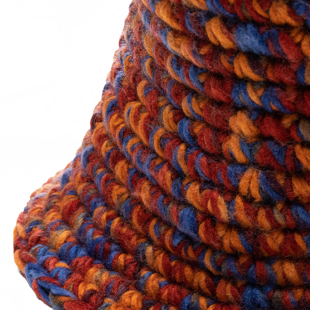 Melange Yarn Knit Bucket Hat - Orange