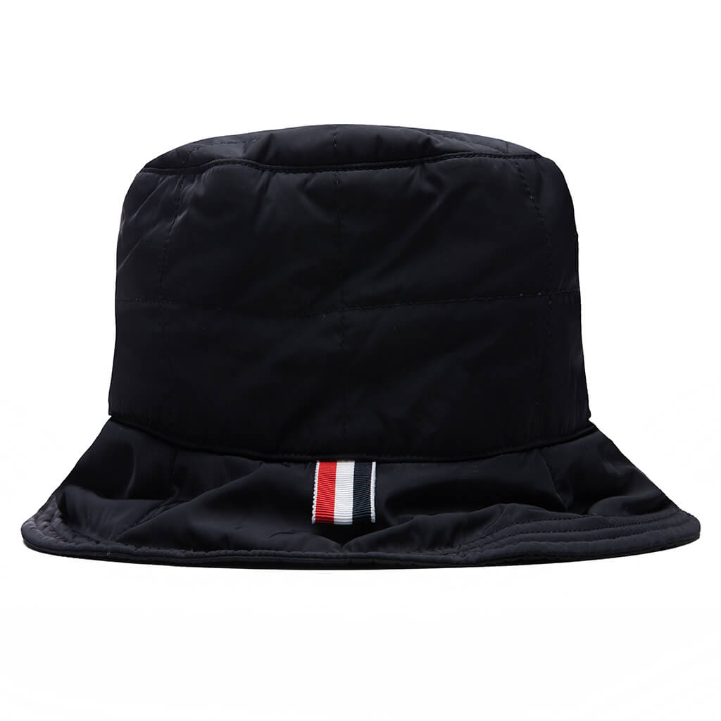 Seamed 4 Bar Quilted Bucket Hat - Black