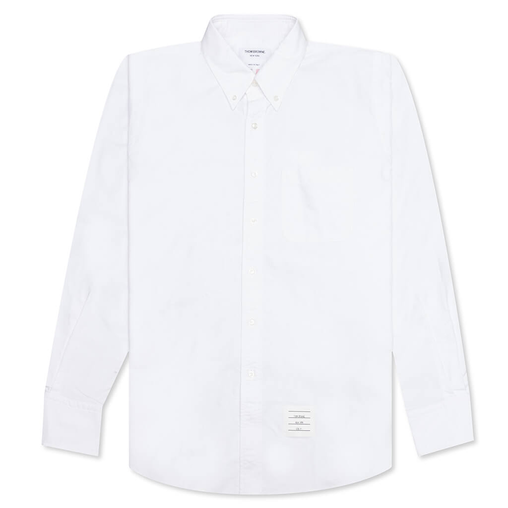 Solid Oxford Straight Fit Button Down L/S Shirt - White – Feature