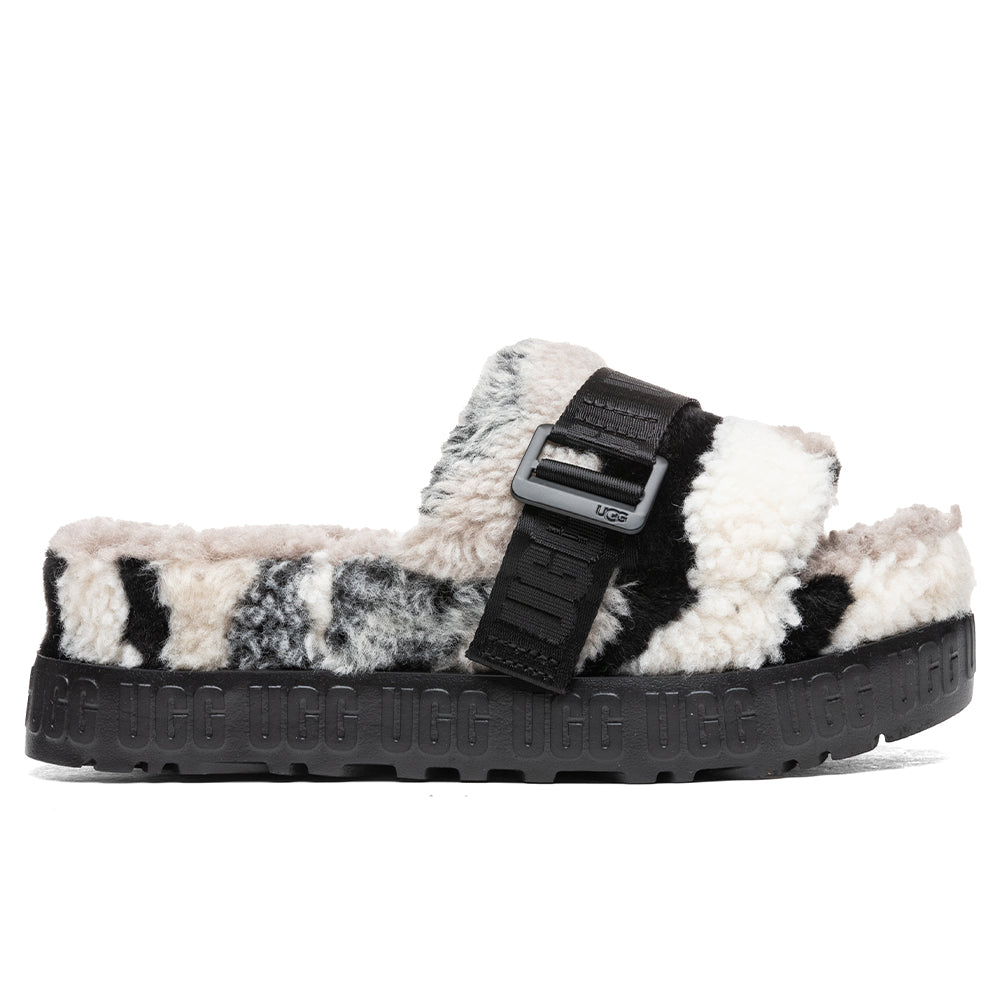 Women's Fluffita Cali Collage Slide Black/Grey – Feature