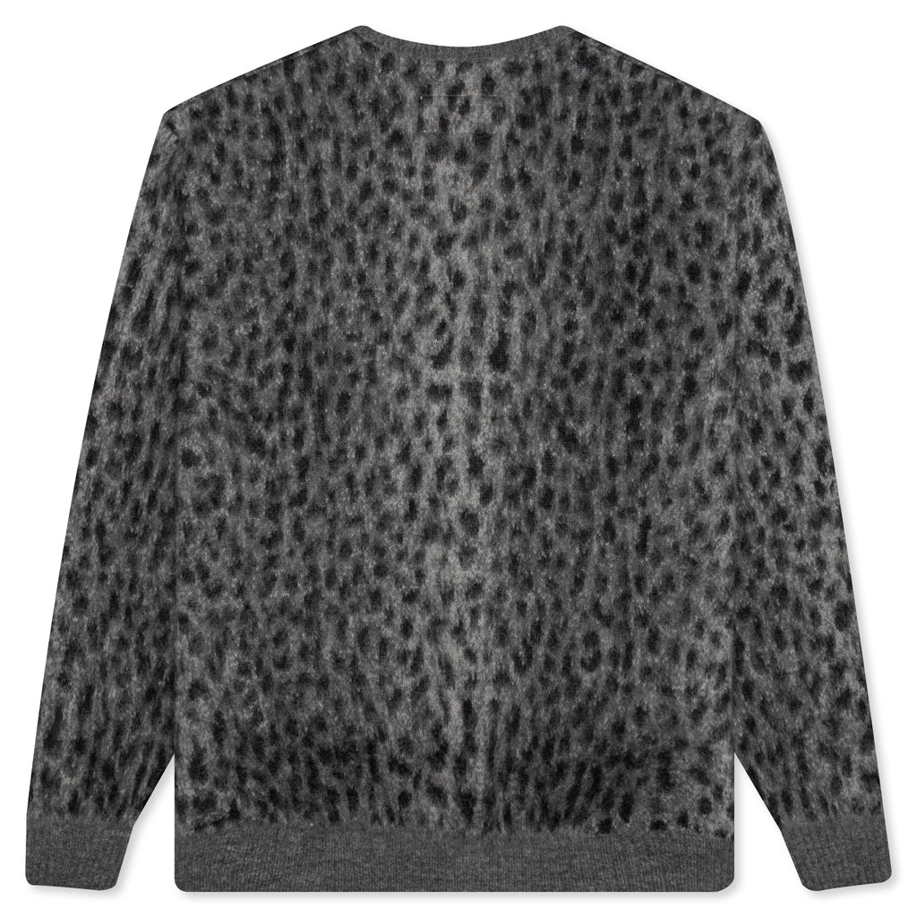 Leopard Mohair Cardigan - Grey