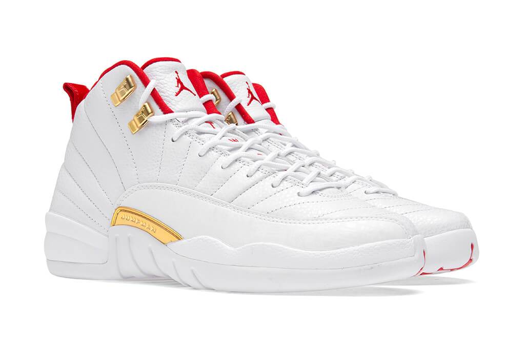 jordan 12 red and white and gold