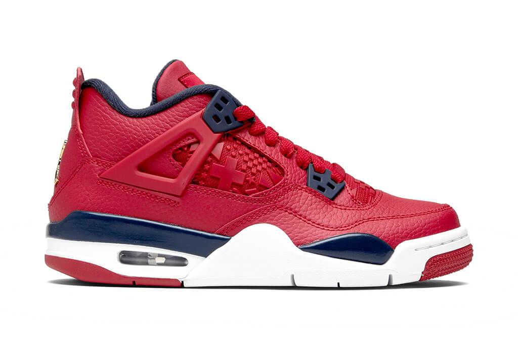 Air 4 Retro (GS) 'FIBA' - Gym Red/Obsidian/White/Metallic Gold â Feature