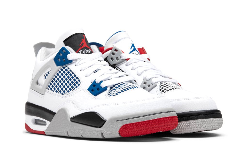 Air 4 Retro (GS) What the - White/Military Blue/Fire Red – Feature