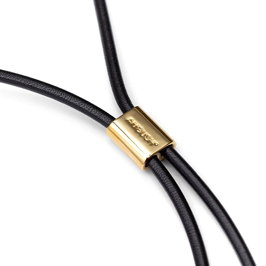 Leather Strap Necklace Gold Feature