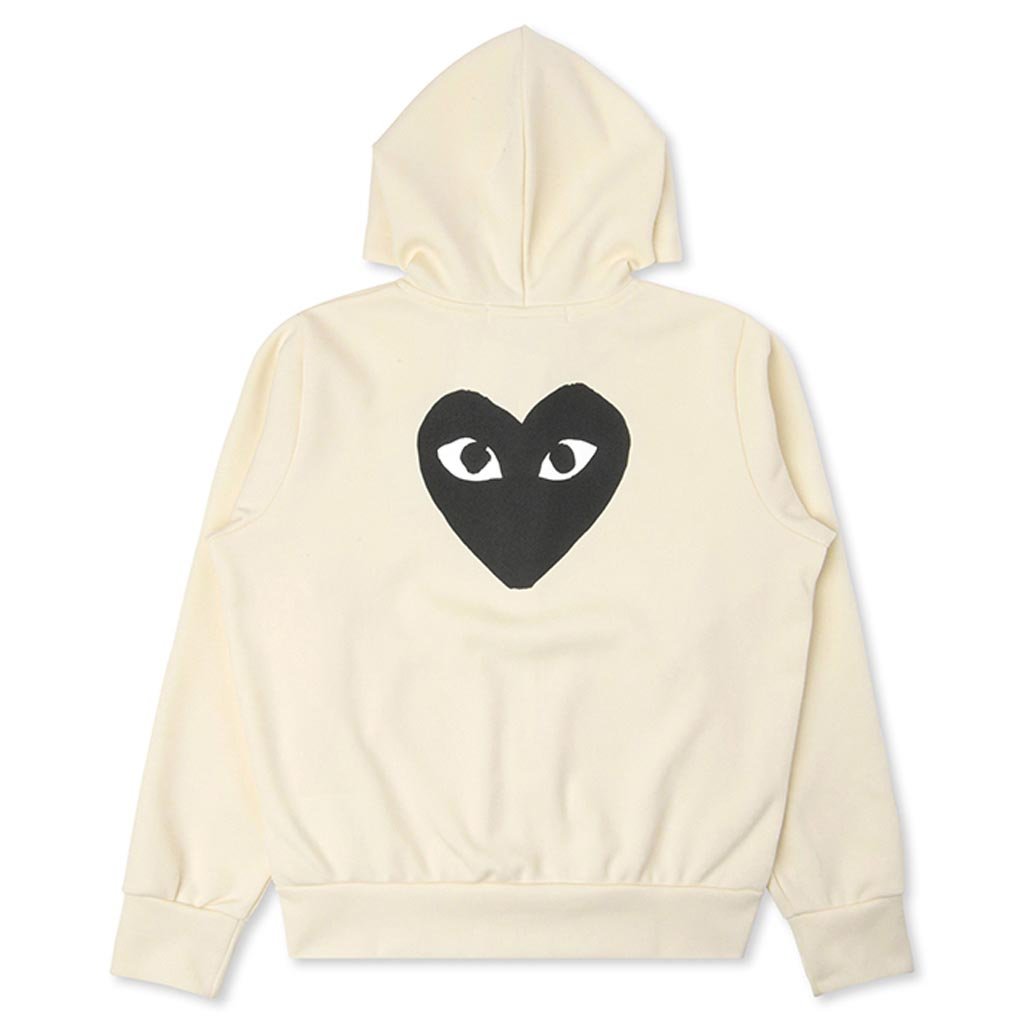 White Comme Des Garcons Zip Hoodie Womens Sweatshirt Comme Des