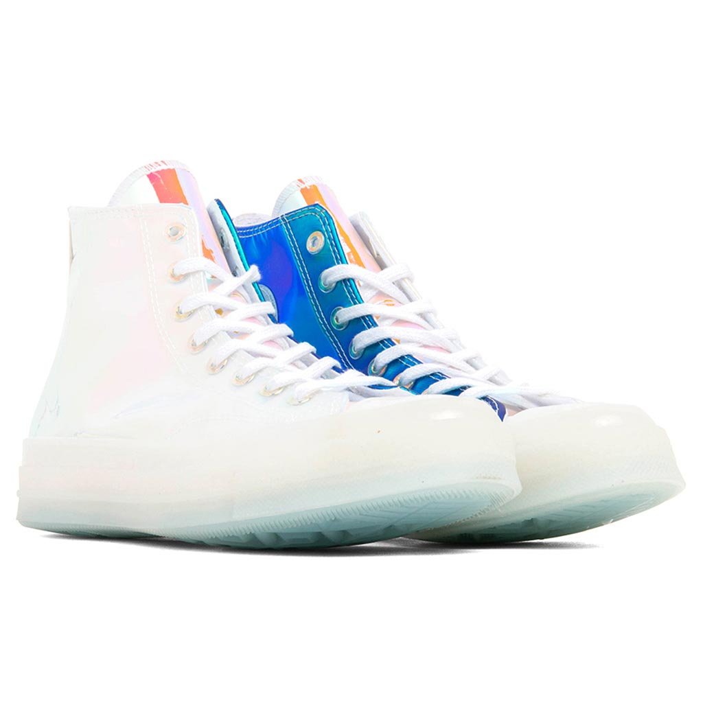 White Iridescent Chuck 70 High Sneakers Converse Mens  display picture 2