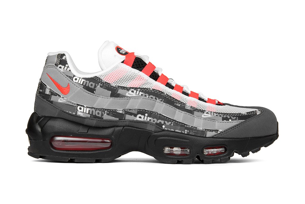 Nike x Atmos Air Max 95 Print 'We Love Nike' - Black/Bright Crimson-Medium  Ash