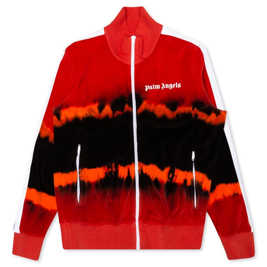 Apparel Palm Angels Track Jacket Black And Red Tie Dye Chenille