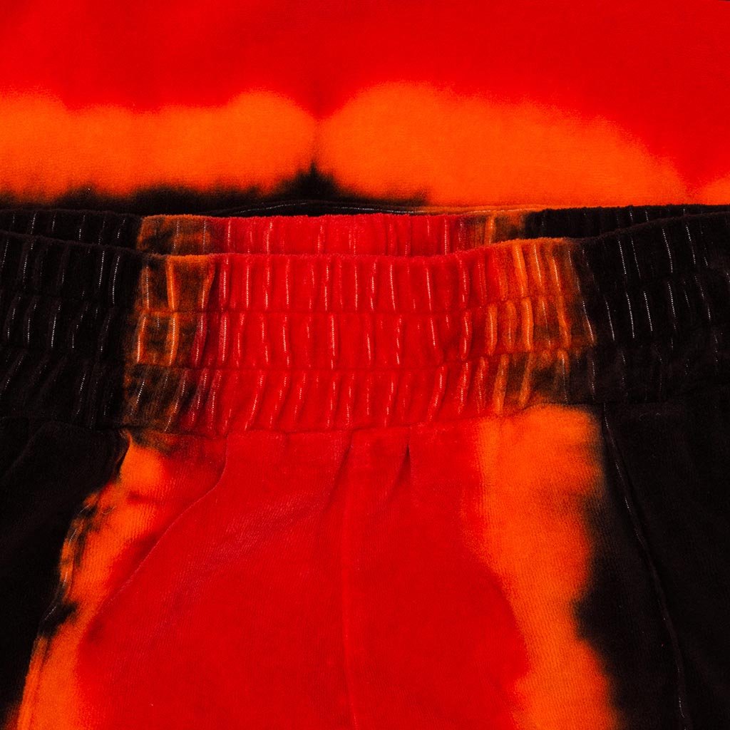 Tie Dye Chenille Track Pants - Red/Black