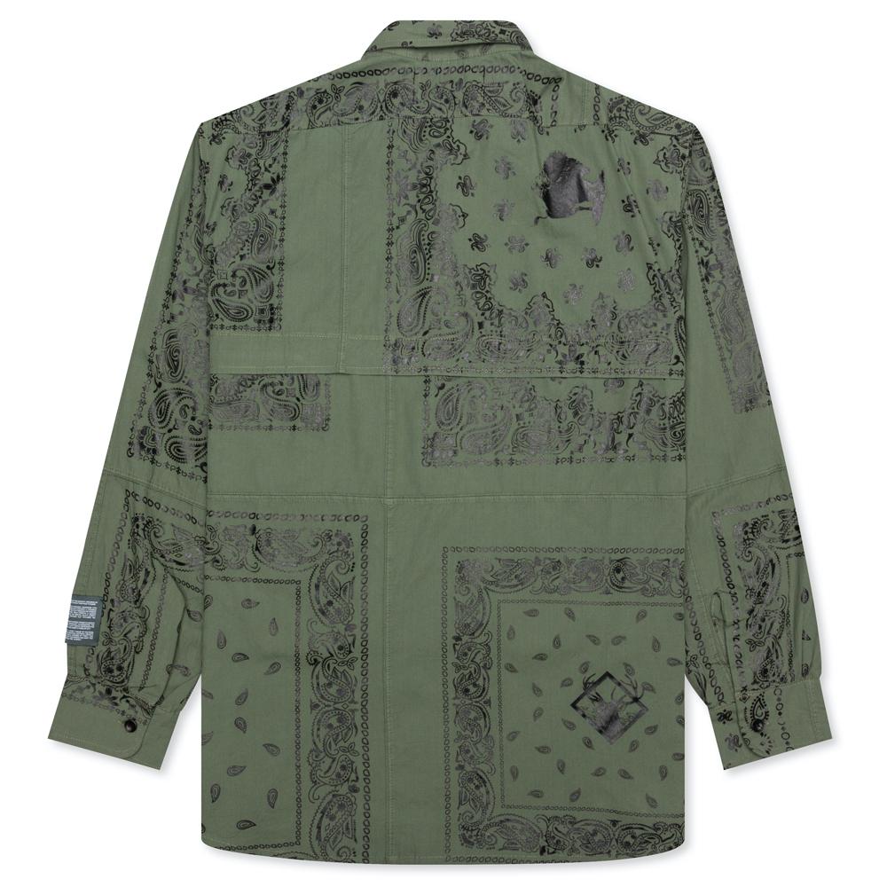 Bandana Patchwork Button Down Shirt - Sage – Feature