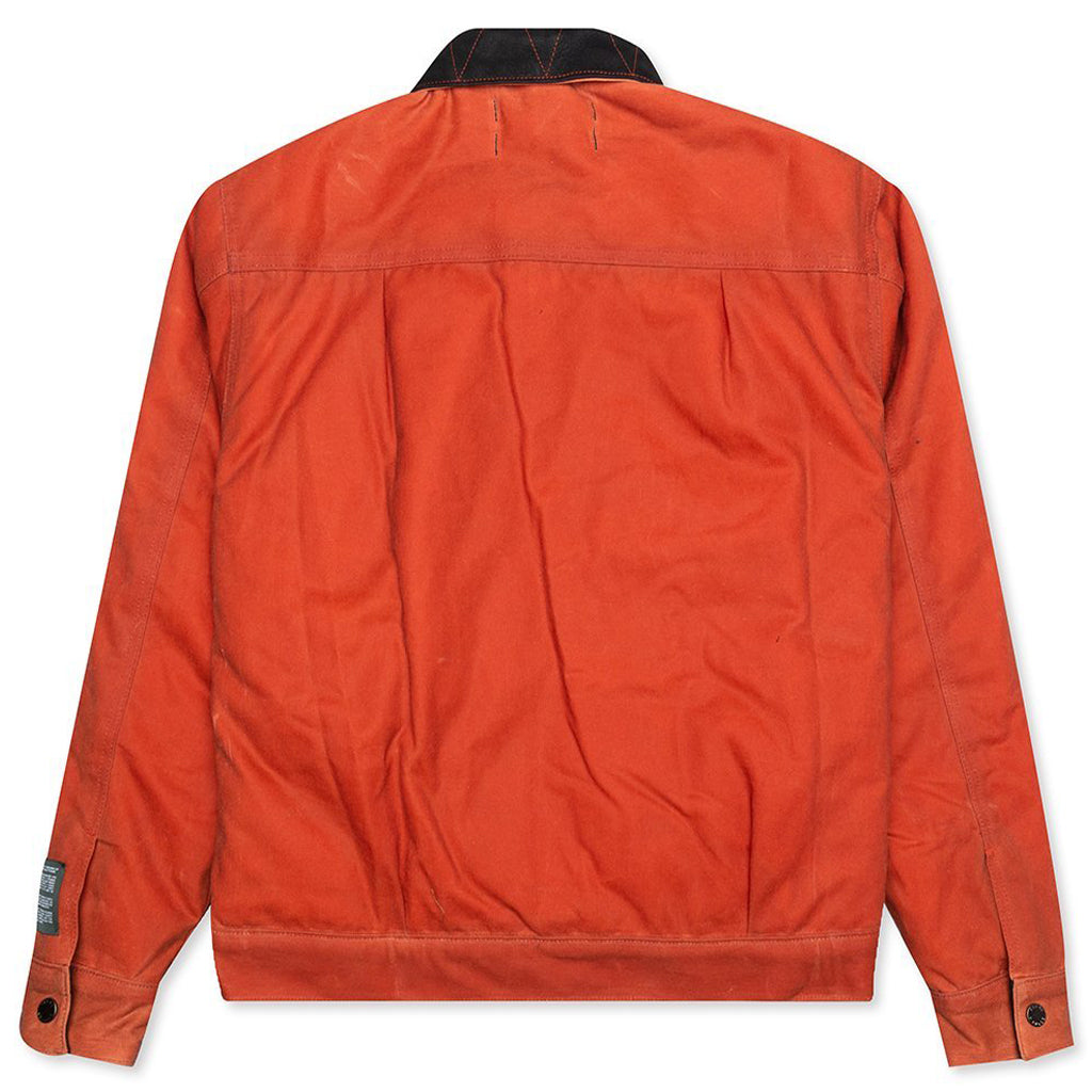 Waxed Cotton Trucker Jacket - Orange