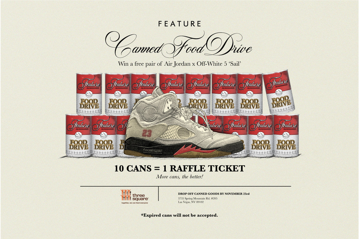 Las Vegas Canned Food Drive | Win A Pair Of Air Jordan x Off-White 5 ‘Sail’