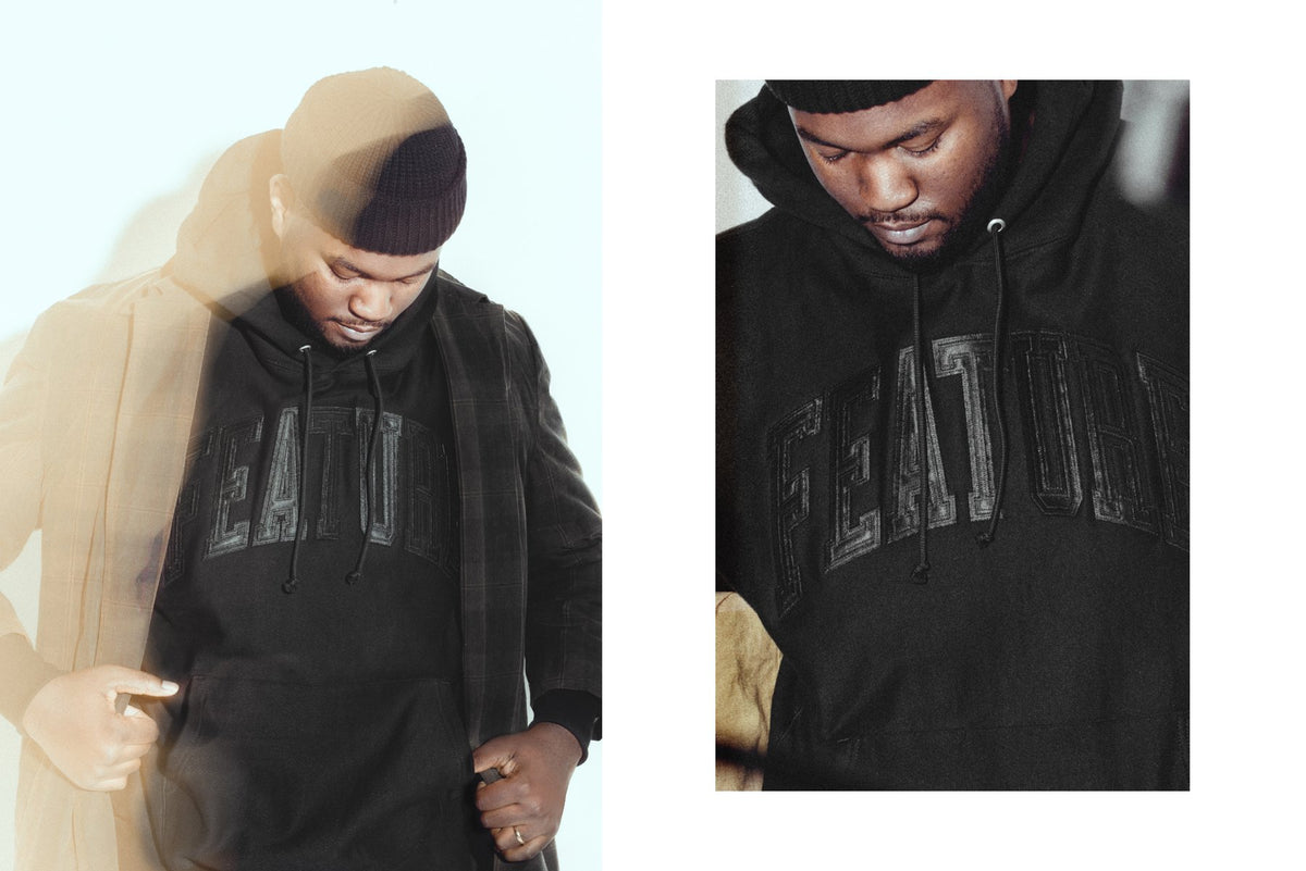 Feature Collegiate Arch Hoodie "Black/Black" Available Now
