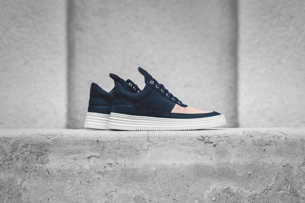 Filling Pieces Low Top Perforated Toe In Navy Available Now