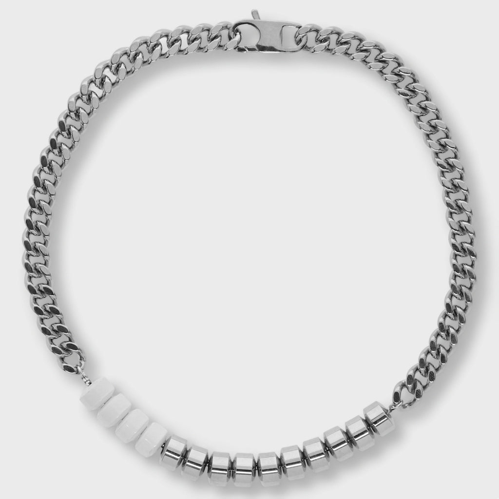 Merge Candy Charm Necklace - Silver/White