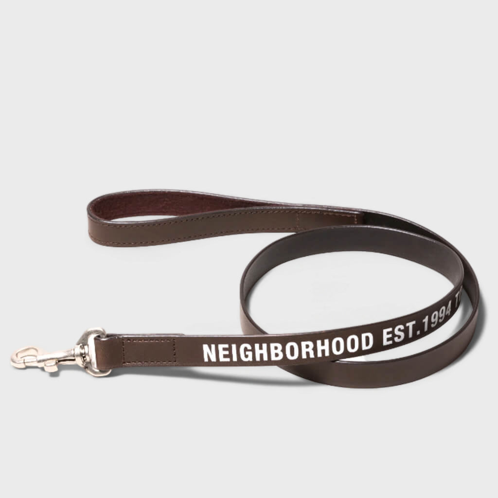Wide Leather Dog Leash - Brown