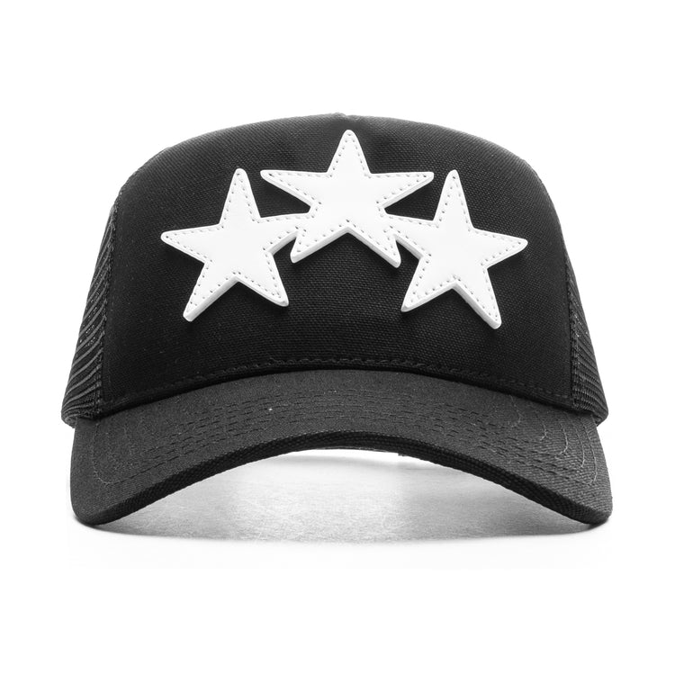 AMIRI Black and White Star Hat Amiri 3 Star Trucker Hat in Black | FWRD main image 3