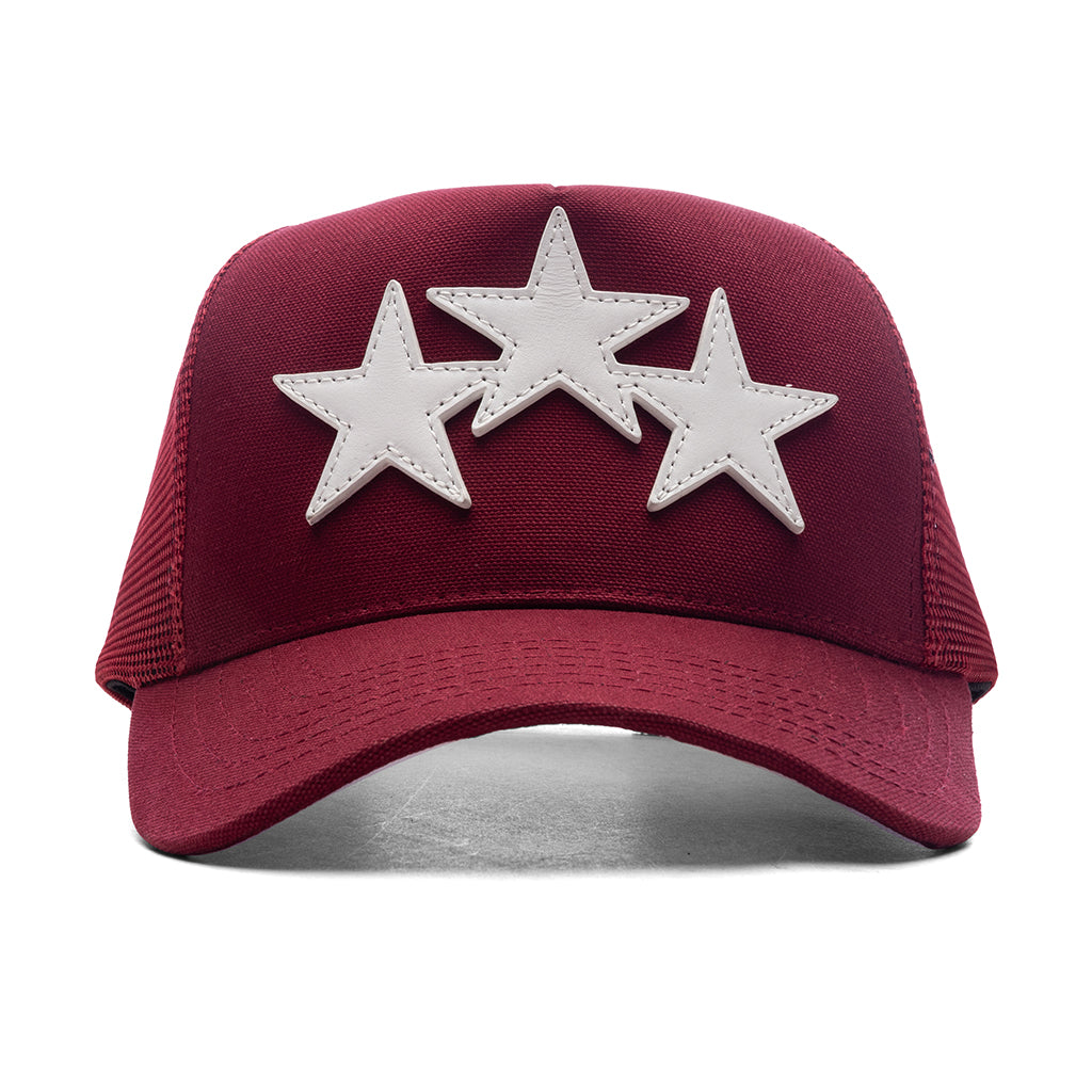 3 Star Trucker Hat - Burgundy – Feature
