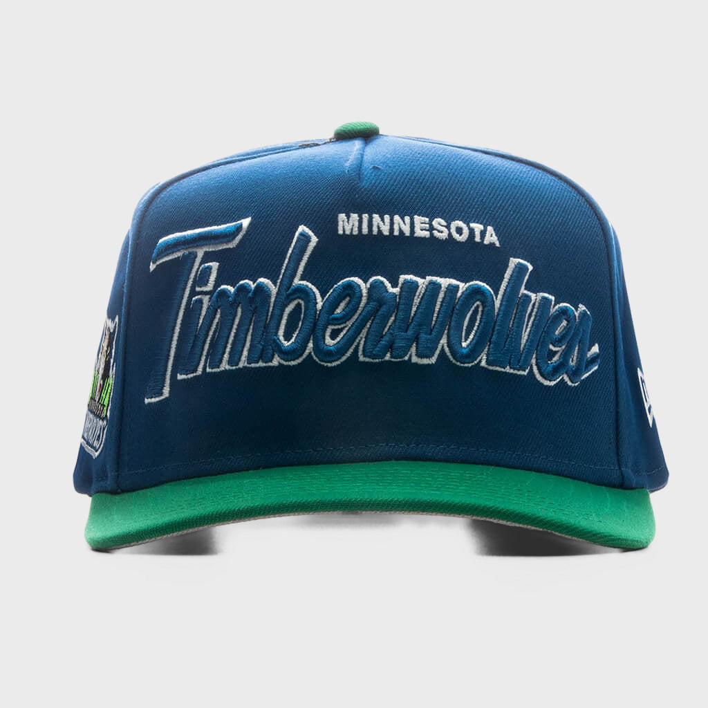 9FIFTY A-Frame Curved Hardwood Classics Script Snapback - Minnesota Timberwolves