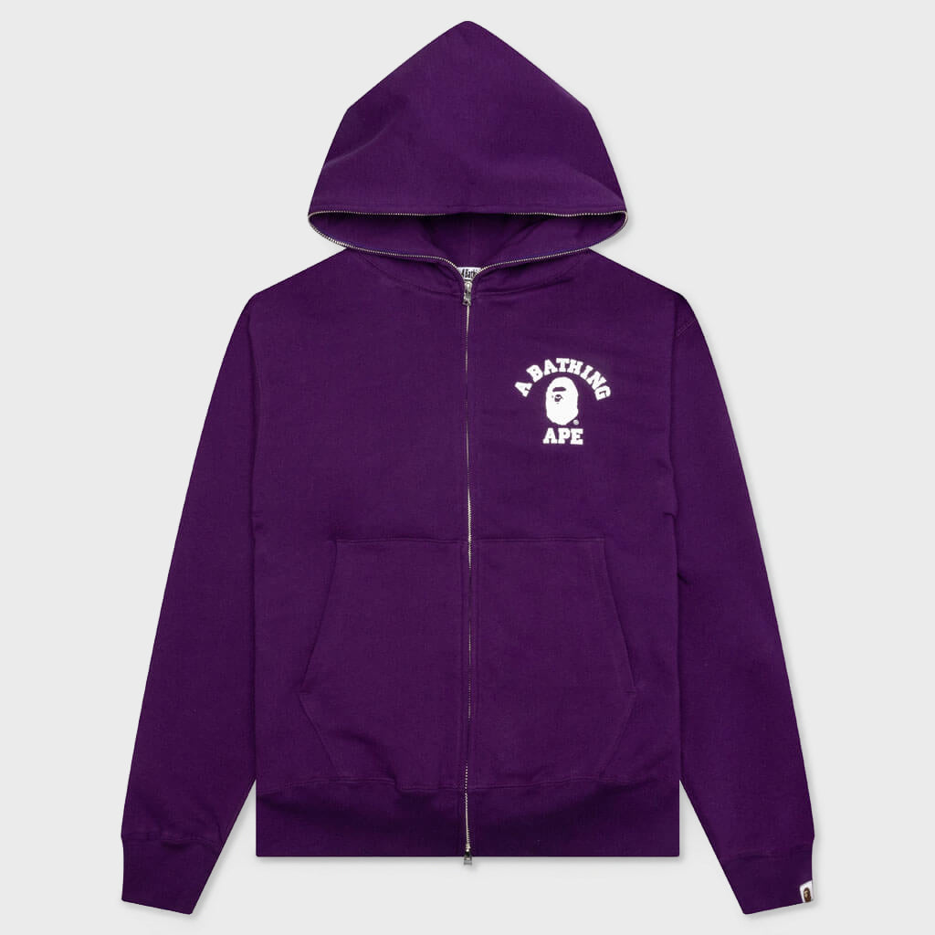 College Relaxed Fit Full Zip Hoodie - Purple – Feature