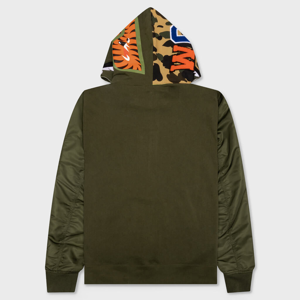 Military Shark Relaxed Fit Full Zip Hoodie - Olive Drab – Feature