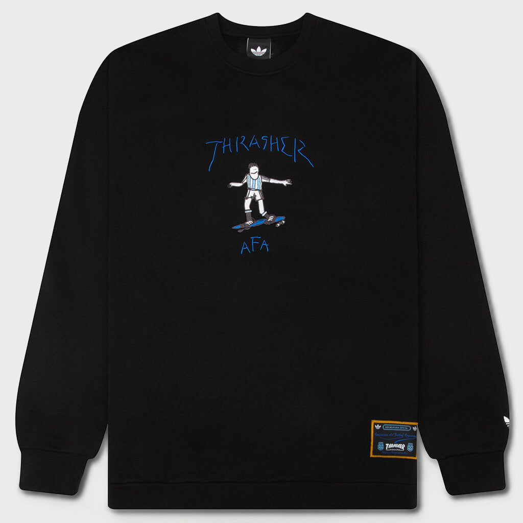 adidas Originals x Thrasher x AFA Argentina Crewneck 2 - Black adidas Originals x Thrasher x AFA Argentina Crewneck 2 - Black