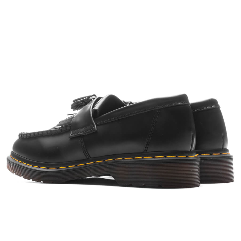 Adrian Yellow Stitch Leather Tassel Loafers - Black Smooth – Feature