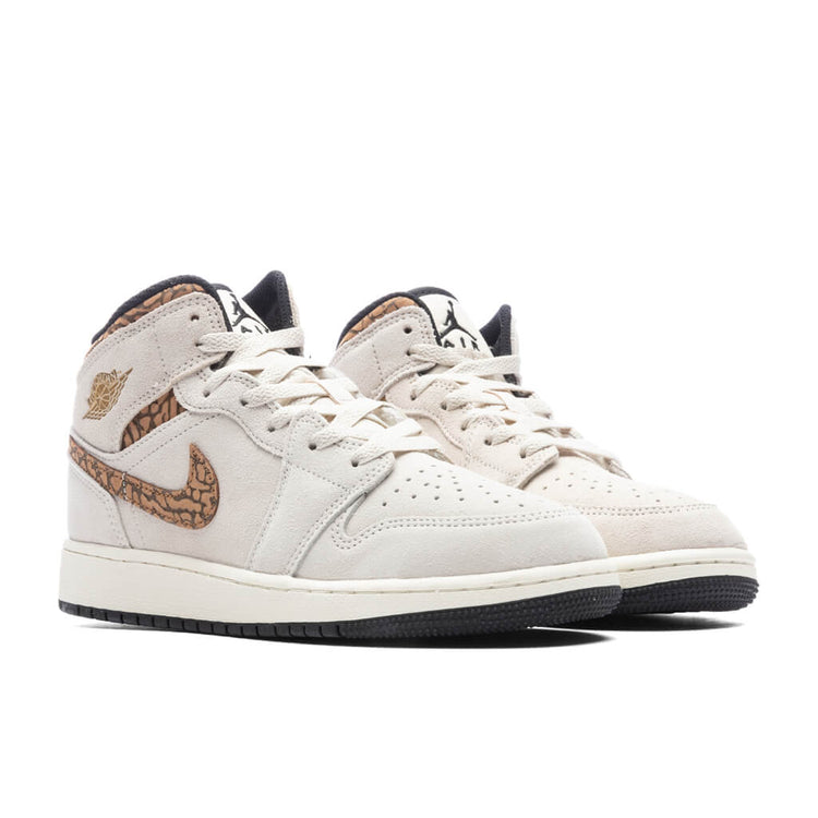 Air Jordan 1 Mid SE (GS) - Light Orewood Brown/Metallic Gold/White â Feature