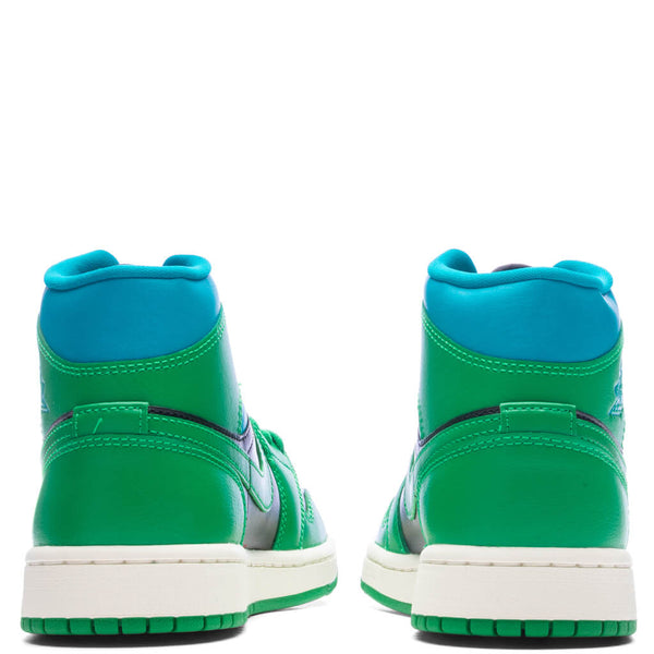 Air Jordan 1 Mid Women's - Black/Lucky Green/Aquatone