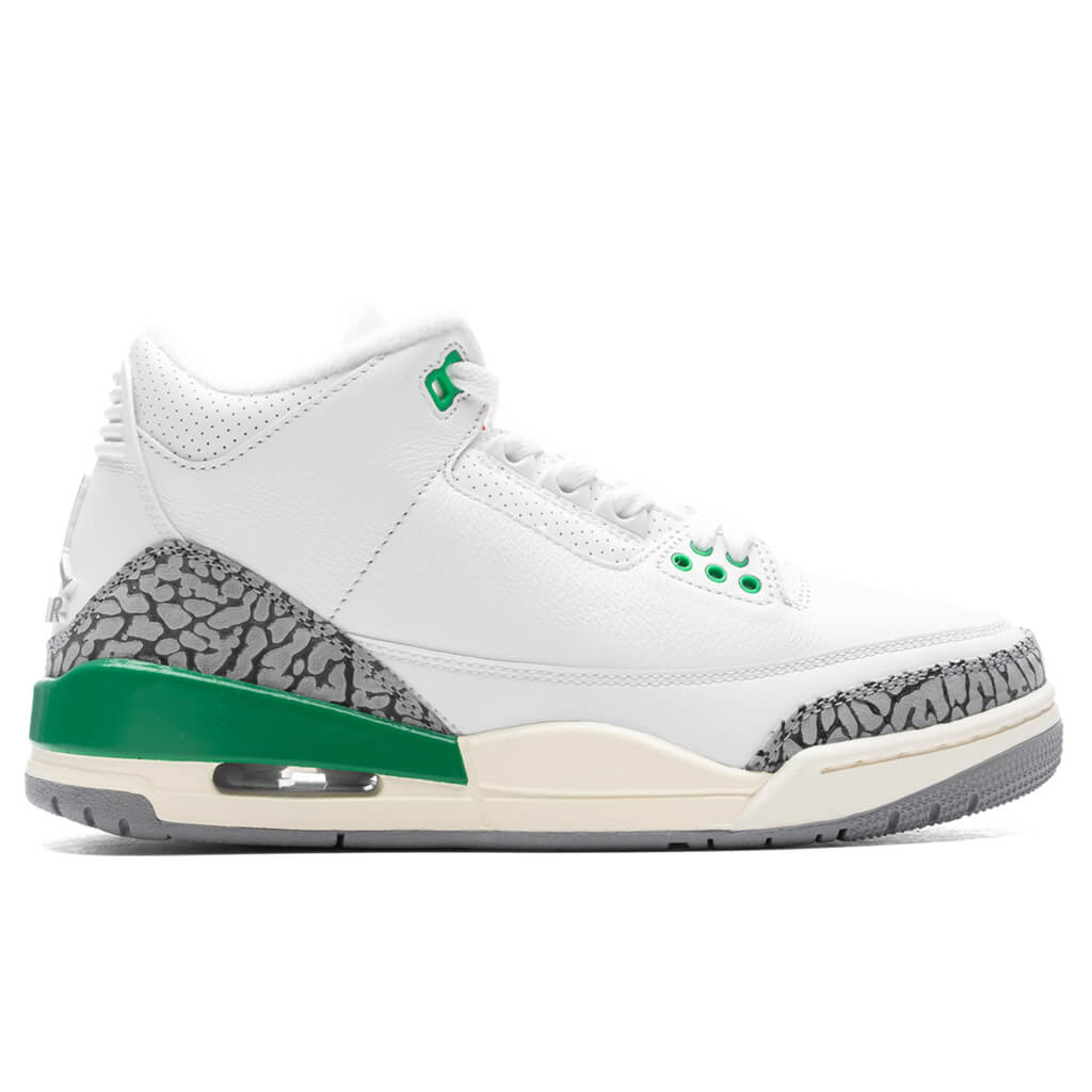 Air Jordan 3 Retro Women's - White/Varsity Red/Lucky Green – Feature