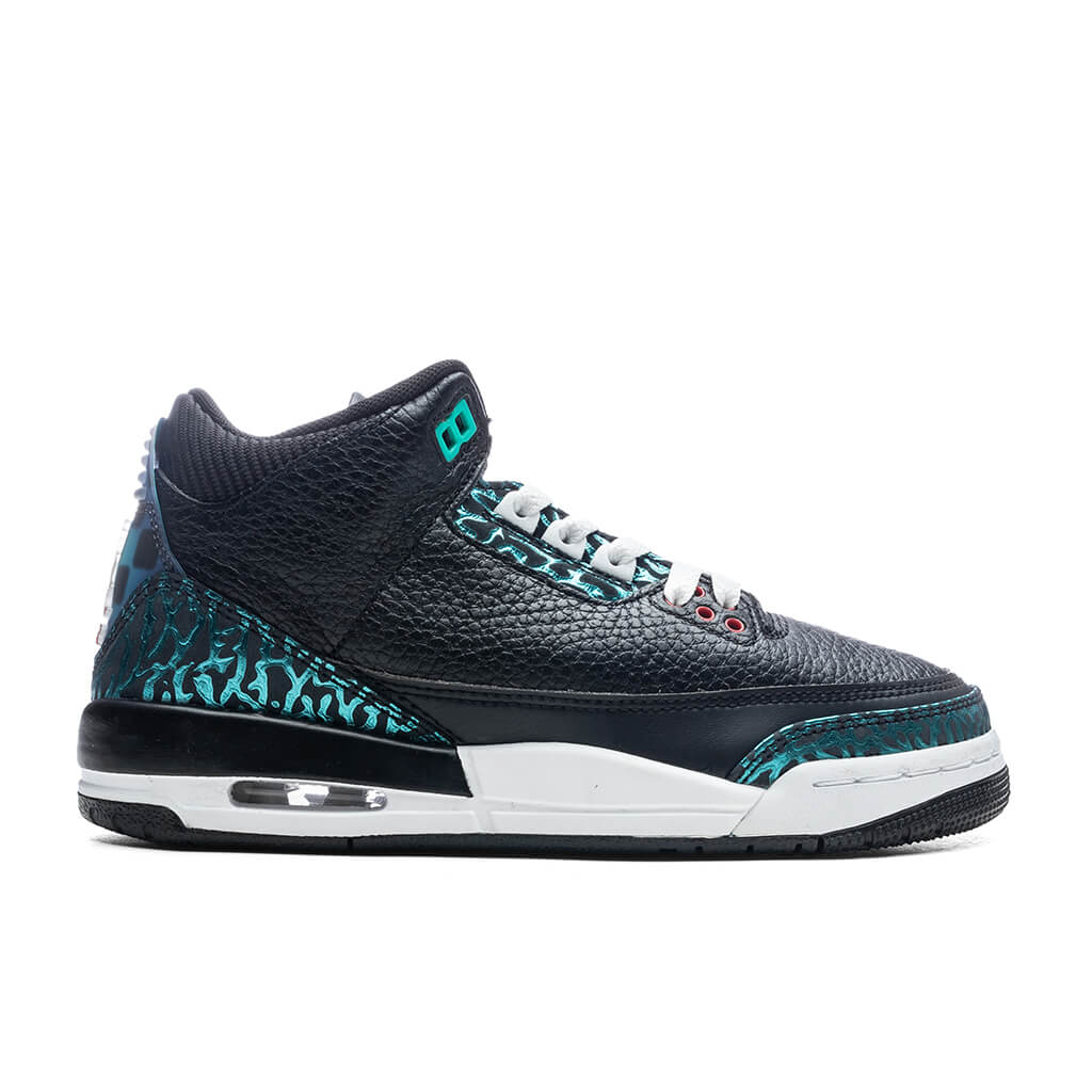 Air Jordan 3 Retro (GS) 'Moto' - Black/Siren Red/Hyper Jade – Feature