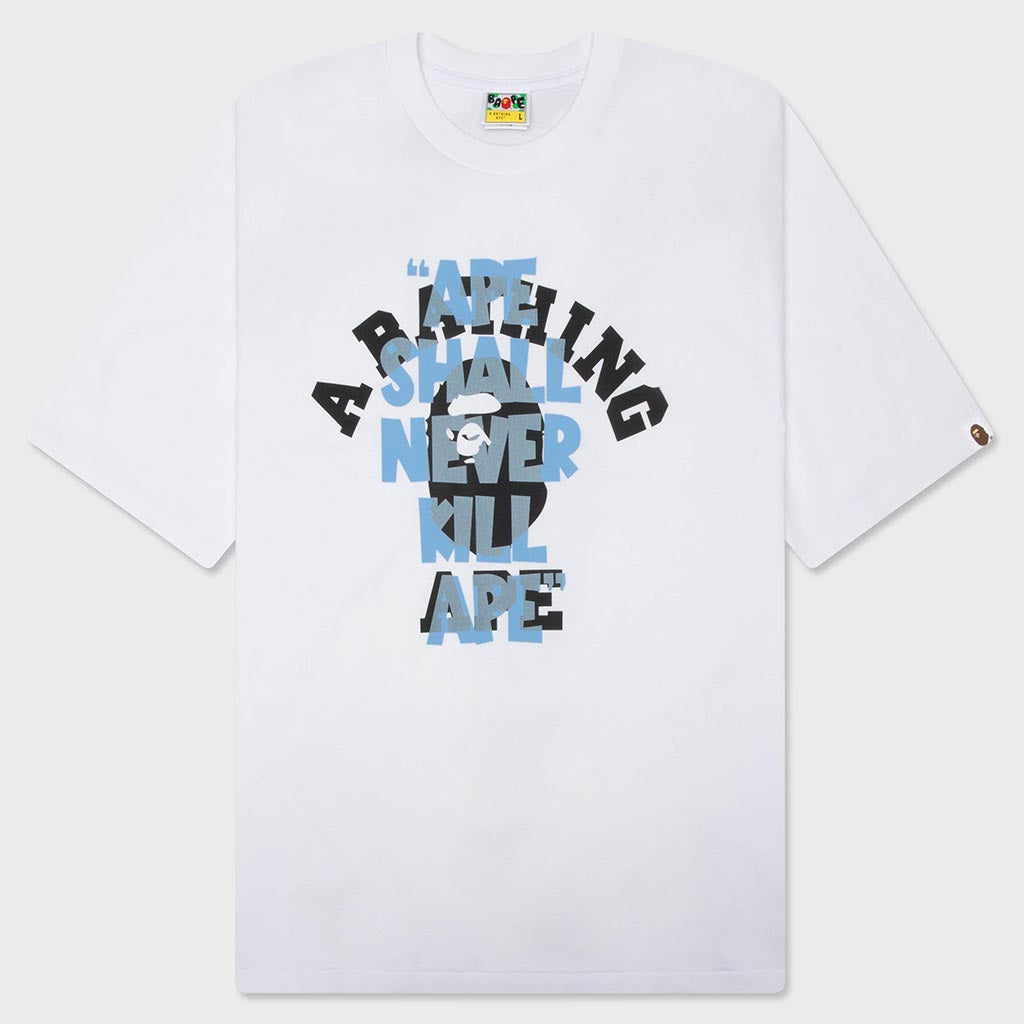 A BATHING APE ゲームシャツ Ape Shall Never Kill Ape College Relaxed Fit Tee - White – Feature