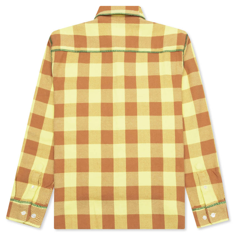 Contrast Stitch Flannel Yellow/Brown Feature