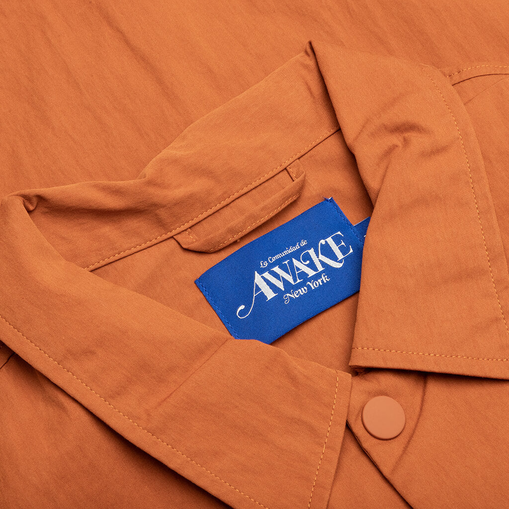 King Logo Twill Coaches Jacket Rust Feature