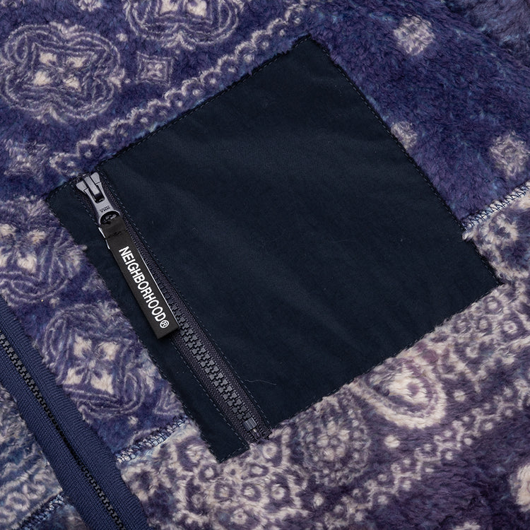 Bandana Pattern Fleece Jacket - Navy – Feature 