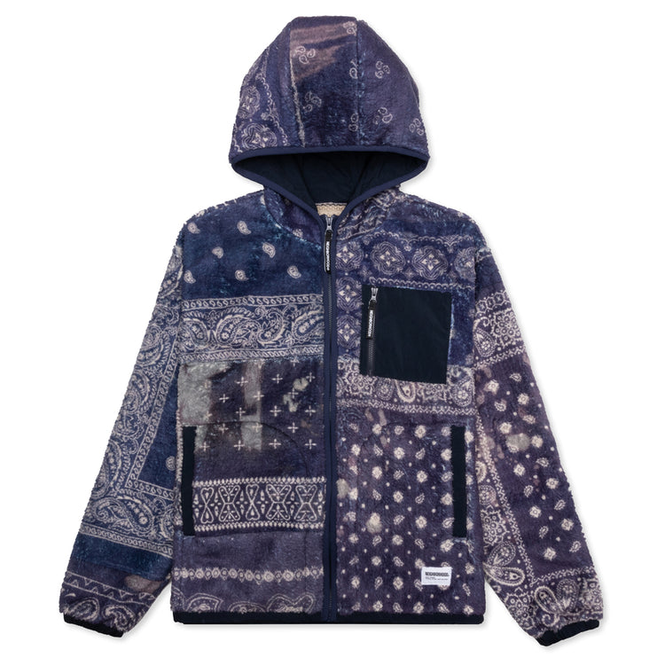 Bandana Pattern Fleece Jacket - Navy – Feature 