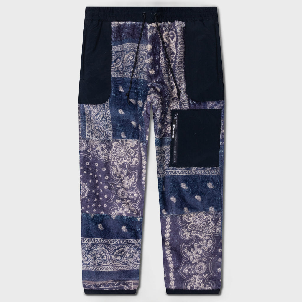 Bandana Pattern Fleece Pants - Navy
