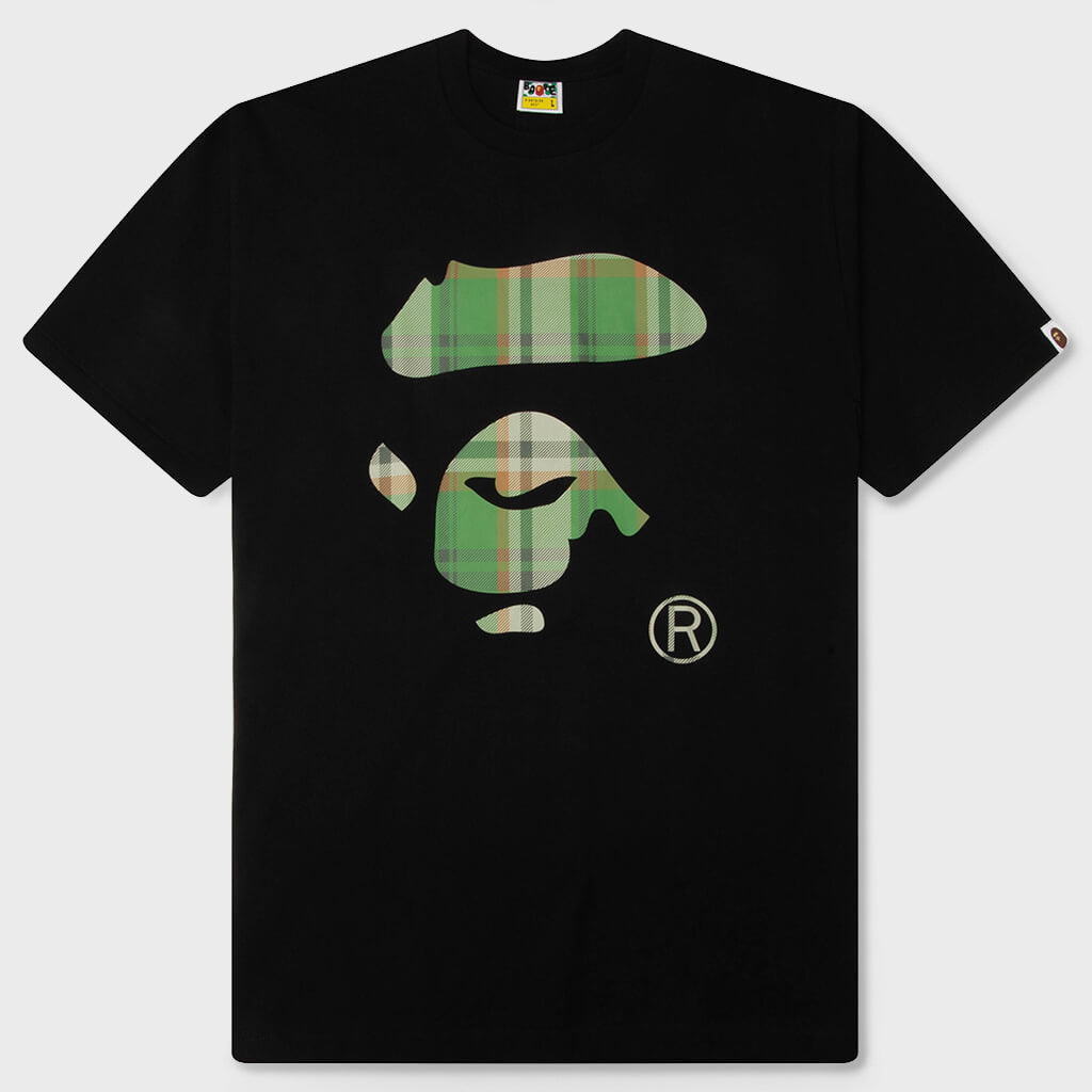 BAPE Check Ape Face Tee - Black/Green