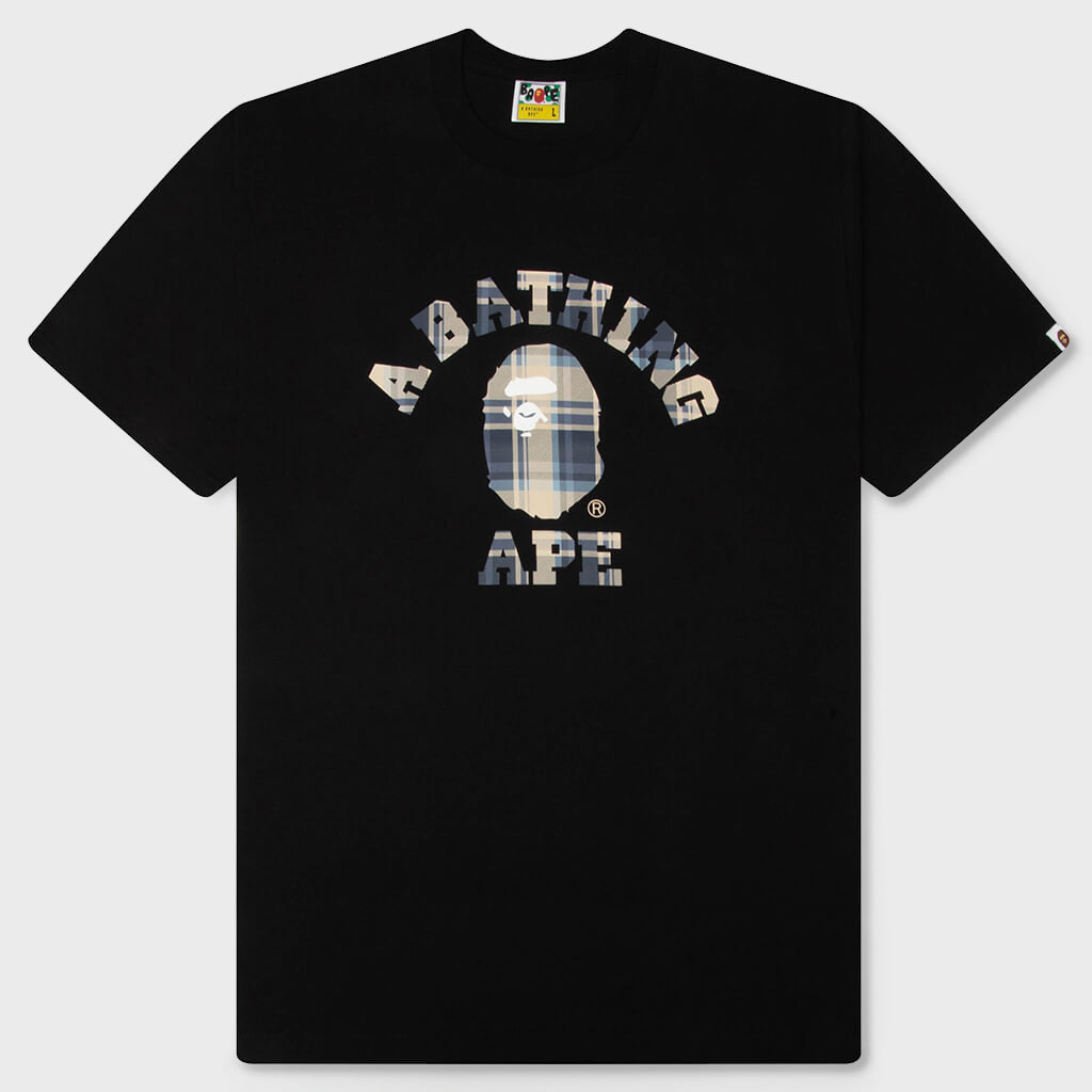 BAPE Check College Tee - Black/Blue
